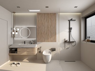 Sử dụng đèn âm trần và đèn chiếu gương phòng tắm